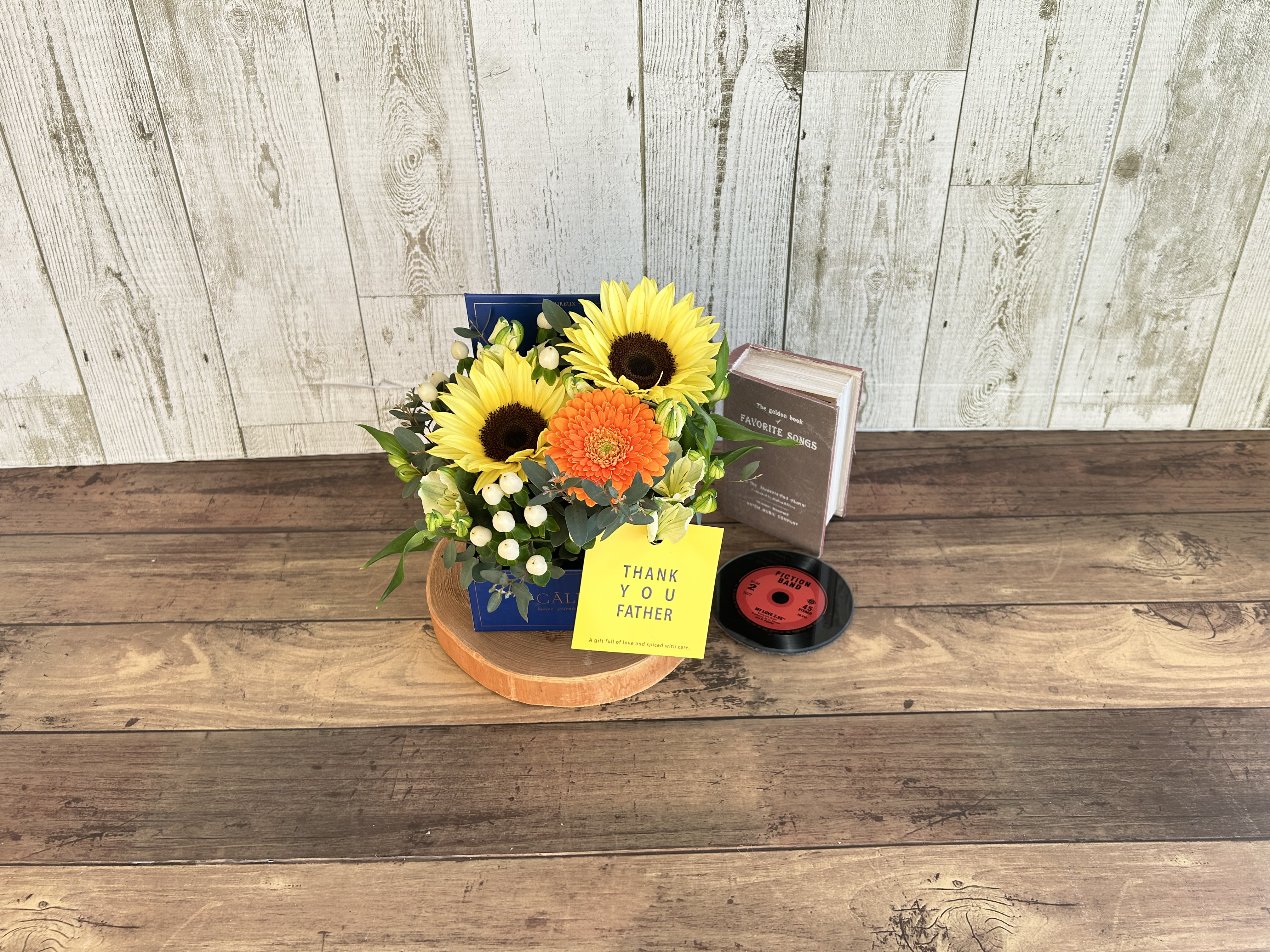 【f001】BOXアレンジメント＆ブリキ缶入り焼き菓子セット